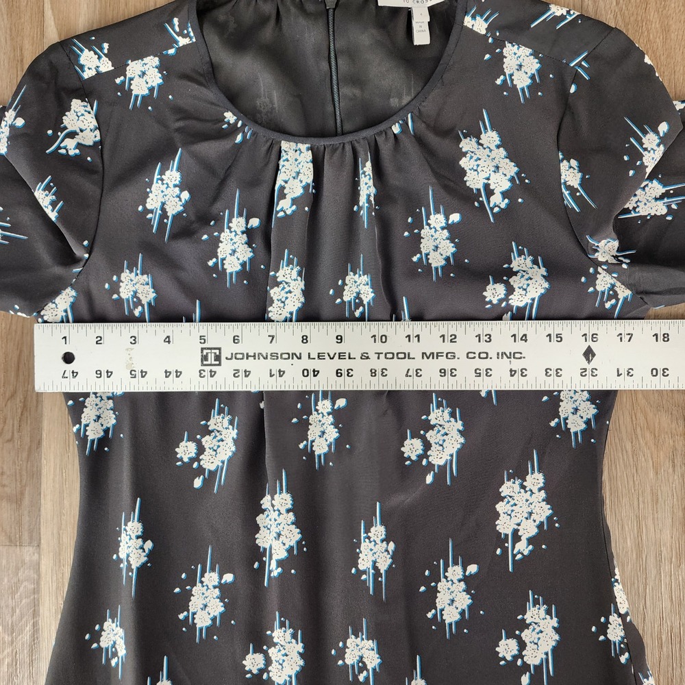 Derek Lam 10 Crosby Black Floral Silk Mini Dress Asymmetrical Ruffle Hem Size 6 - Picture 6 of 15
